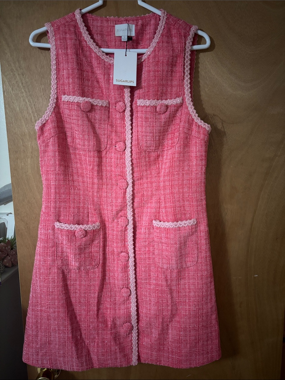 NWT Pink Tweed Mini Dress